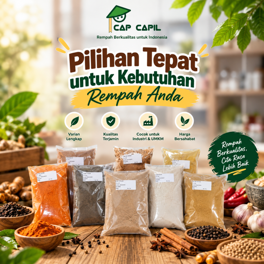Produk rempah bubuk Cap Capil berkualitas untuk kebutuhan industri dan UMKM